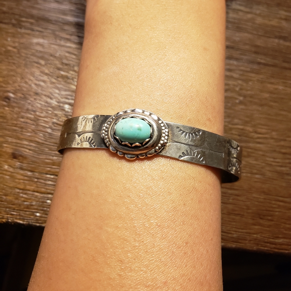 Vintage Sterling Silver Turquoise Cuff Bracelet
